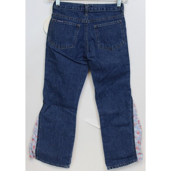 NEW Y2K Oshkosh Denim Jeans Girls sz 7 Floral Flared Embroidered Straight Leg - Picture 4 of 7